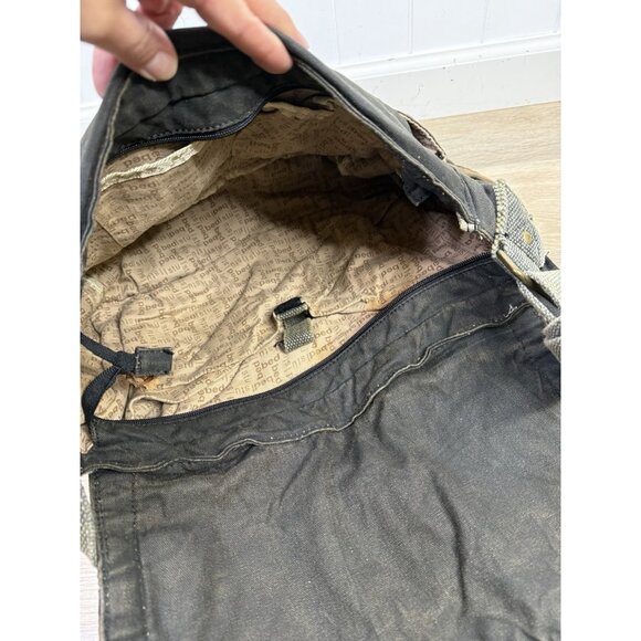 Bed Stu Hawkeye Black Waxed Canvas Messenger Bag Oil Slick Brown Gray - Picture 6 of 11